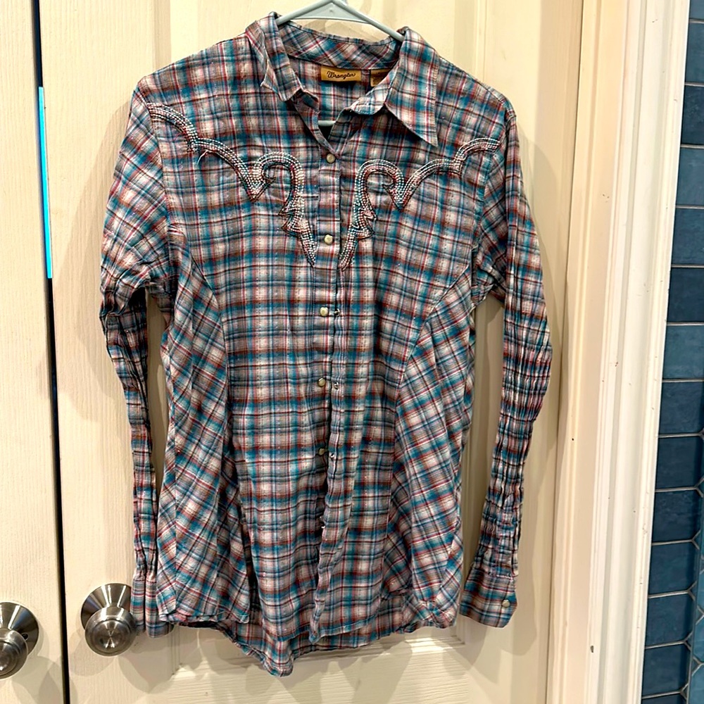 Snap Button Metallic Thread Embroidered Western W… - image 1